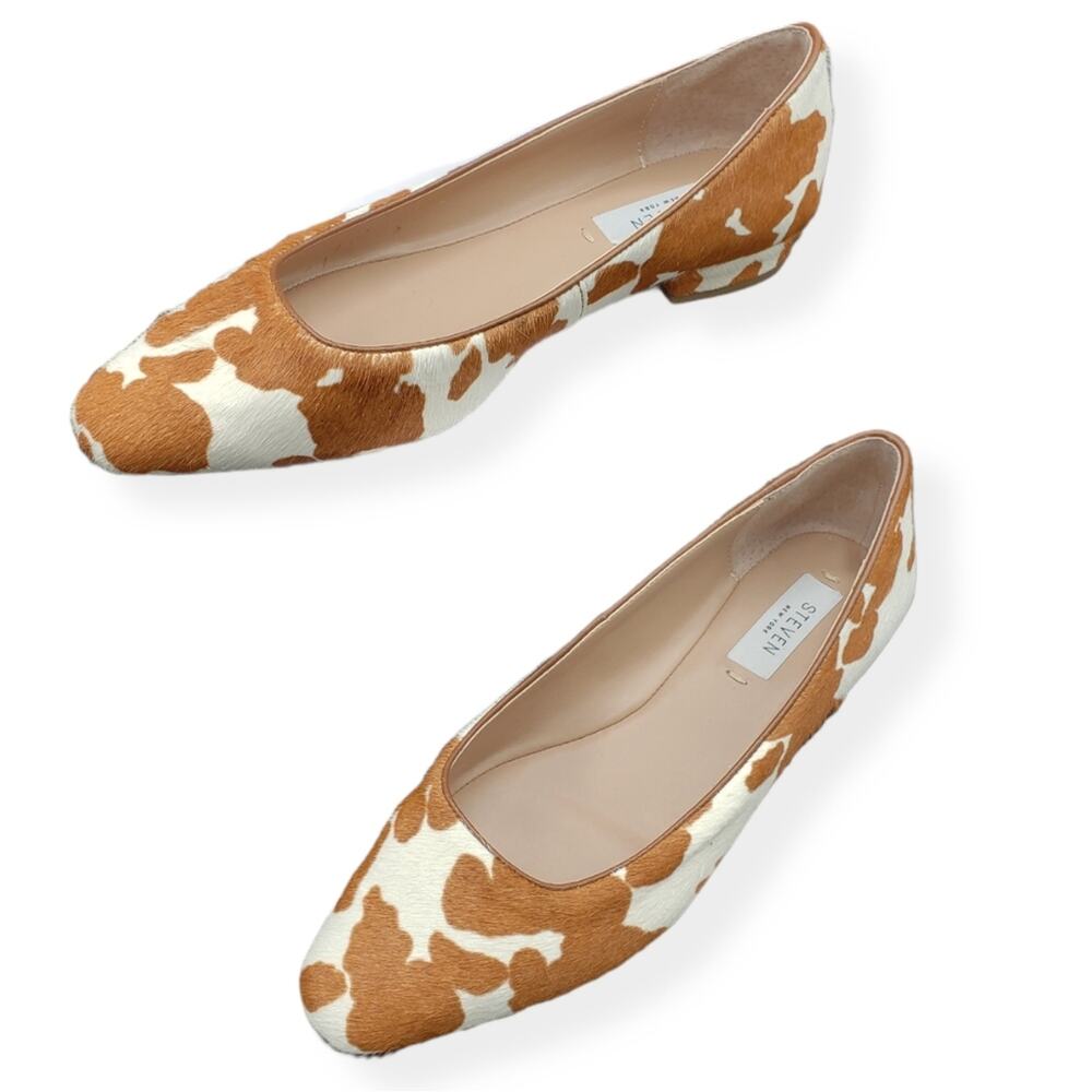 Steven by Steve Madden New Bantry flats‎ real cow fur print woman's size 7